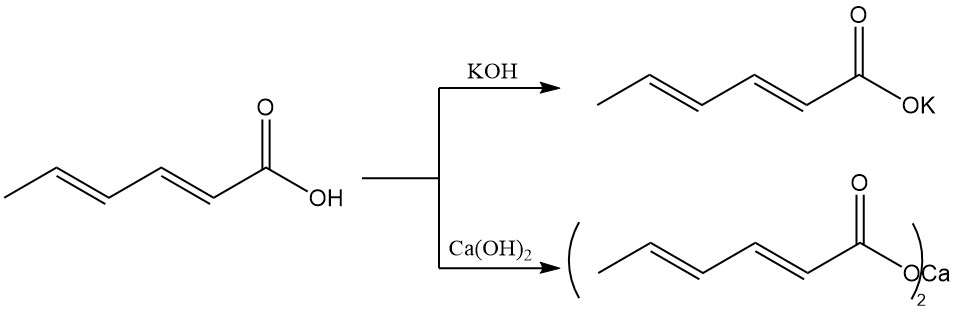 formation of sorbate salts from sorbic acid