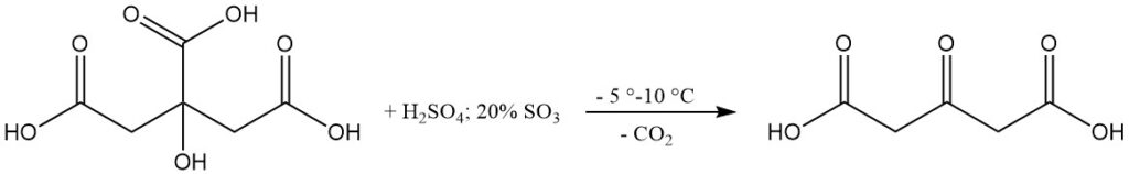 production of Acetonedicarboxylic acid by the dehydration and decarboxylation of citric acid