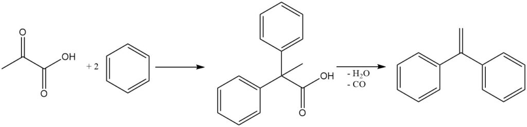 reaction of pyruvic acid with benzene