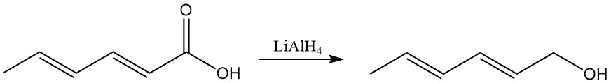 reduction of sorbic acid to sorbyl alcohol by Lithium aluminum hydride