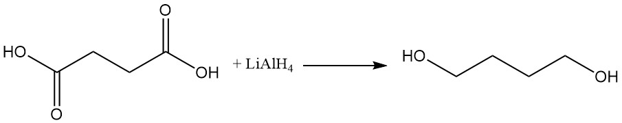 reduction of succinic acid to 1,4-butanediol