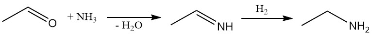 Production of ethylamine from acetaldehyde