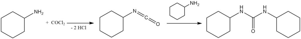 Reaction of cyclohexylamine with Phosgene