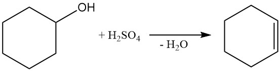 dehydration of cyclohexanol to cyclohexene