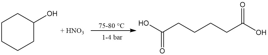 oxidation of cyclohexanol with nitric acid to produce adipic acid