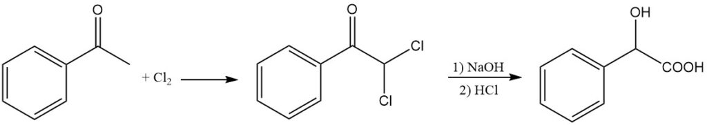 production of mandelic acid from dichloroacetophenone