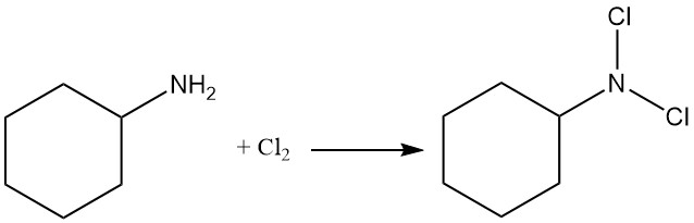 reaction of Cyclohexylamine with chlorine