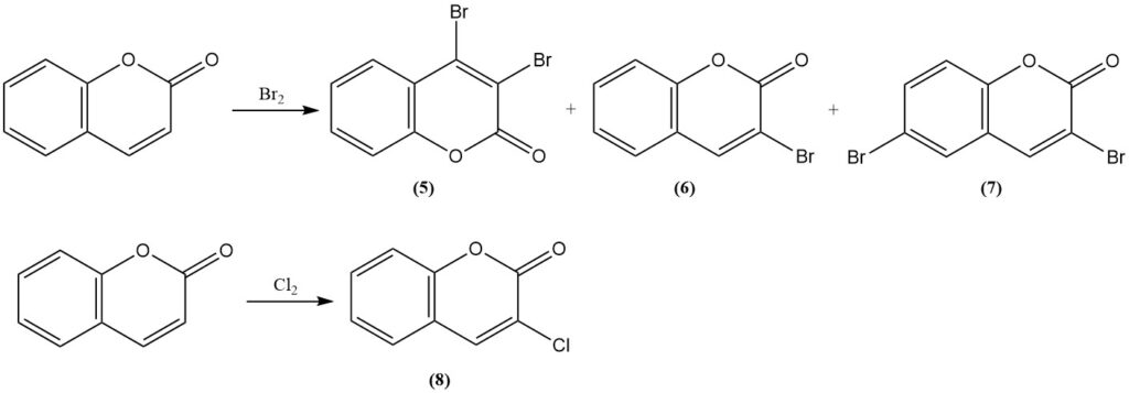 reaction of coumarin with bromine and chlorine