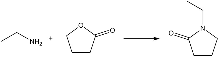 reaction of ethylamine with γ-butyrolactone