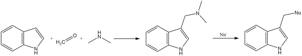 reaction of indole to produce Gramine