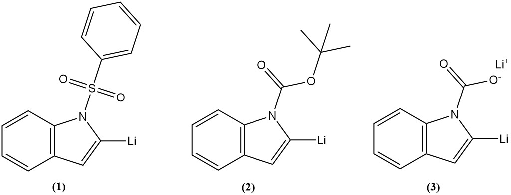 Lithiation intermediaires of indole