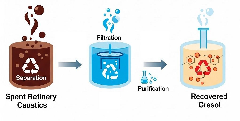 Recovery of Cresol from Spent Refinery Caustics
