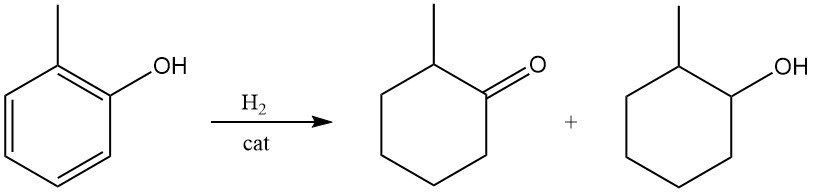 hydrogenation of o-cresol to 2-Methylcyclohexanone or 2-Methylcyclohexanol