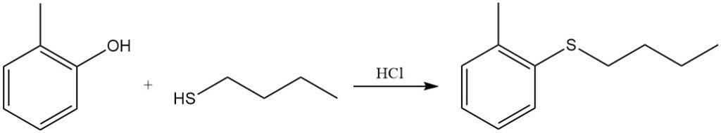 reaction of o-cresol with butanethiol