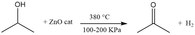 Dehydrogenation of isopropyl alcohol