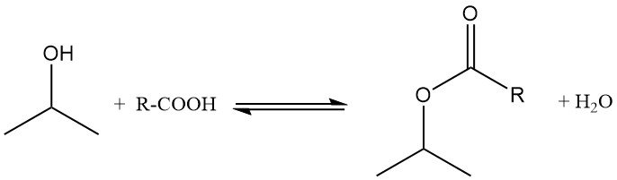 Esterification reaction of isopropyl alcohol