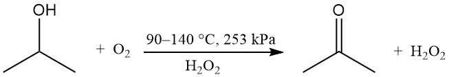 Partial oxidation of isopropyl alcohol