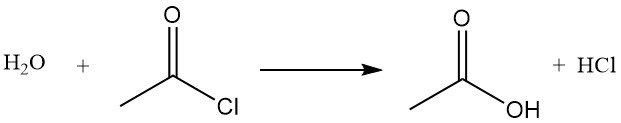 Reaction of Acetyl chloride with water