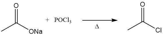 Synthesis of acetyl chloride by distillation of anhydrous sodium acetate with phosphorus oxychloride