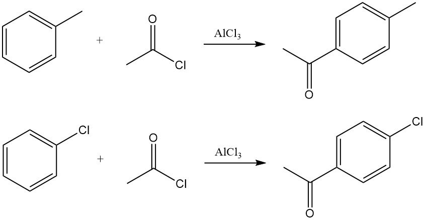reaction of acethyl chloride with Arenes